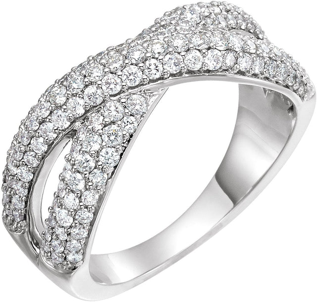 14K Gold Round Natural Diamond Criss-Cross Ring X