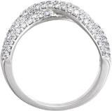 14K Gold Round Natural Diamond Criss-Cross Ring X - view 2