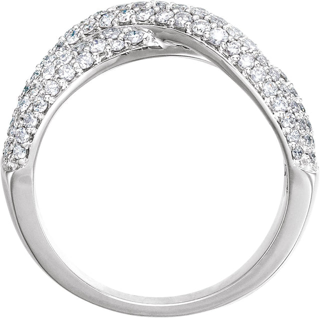14K Gold Round Natural Diamond Criss-Cross Ring X - view 2
