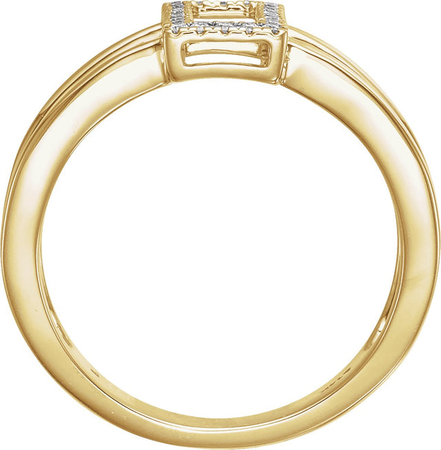 14K Gold Round Natural Diamond Geometric Ring IV - Yellow Gold - view 2