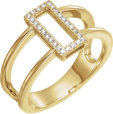 14K Gold Round Natural Diamond Geometric Ring IV - Yellow Gold