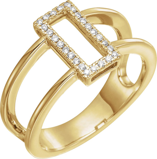 14K Gold Round Natural Diamond Geometric Ring IV - Yellow Gold