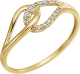 14K Gold Round Natural Diamond Accented Interlocking Ring