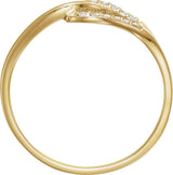 14K Gold Round Natural Diamond Accented Interlocking Ring - view 2