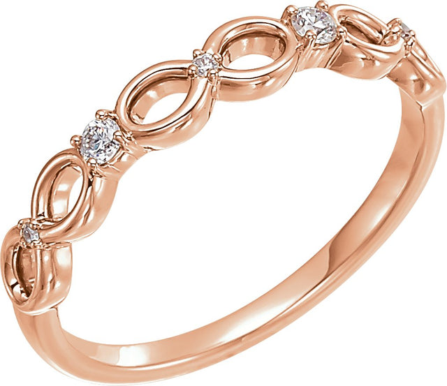 14K Gold Round Natural Diamond Accented Infinity-Inspired Ring - Rose Gold