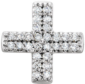 Platinum Round Natural Diamond Cross Necklace or Pendant – 0.07 CTW