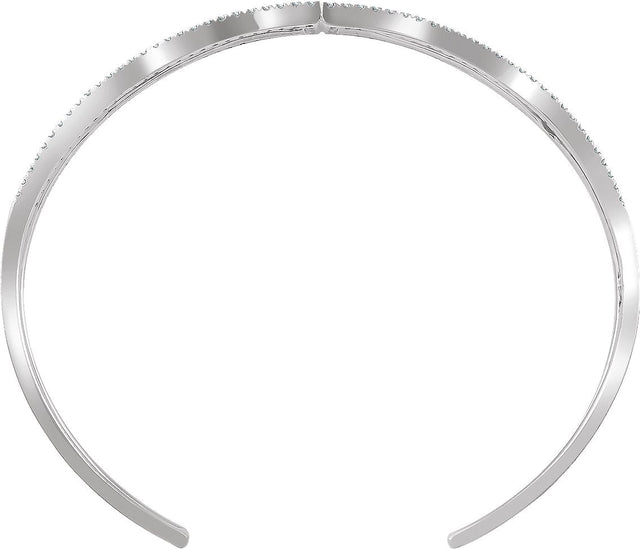 14K Gold Round Natural Diamond Negative Space Cuff Bracelet - view 2