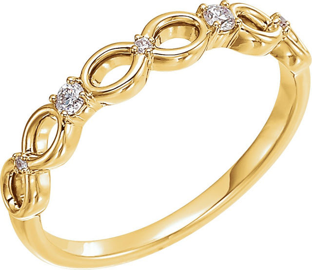14K Gold Round Natural Diamond Accented Infinity-Inspired Ring - Yellow Gold