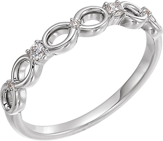 14K Gold Round Natural Diamond Accented Infinity-Inspired Ring - White Gold