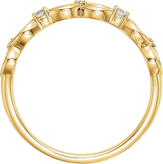 14K Gold Round Natural Diamond Accented Infinity-Inspired Ring - Yellow Gold - view 2
