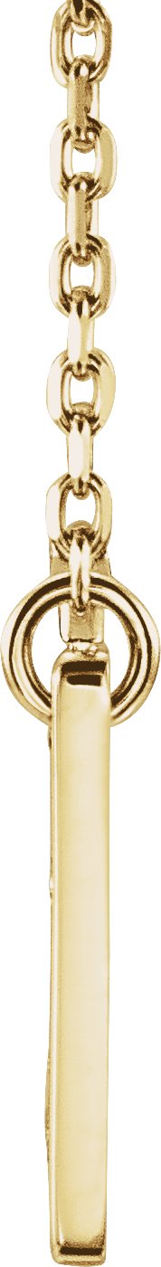 14K Gold Round Natural Diamond Engravable Cross Necklace - Yellow Gold - view 2