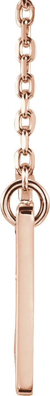 14K Gold Round Natural Diamond Engravable Cross Necklace - Rose Gold - view 2