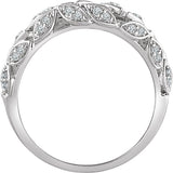 14K Gold Round Natural Diamond Leaf Ring IV - White Gold - view 2