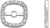 14K Gold Natural Diamond Cushion Frame Halo-Style Earring Jackets - White Gold