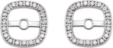 14K Gold Natural Diamond Cushion Frame Halo-Style Earring Jackets - White Gold - view 2