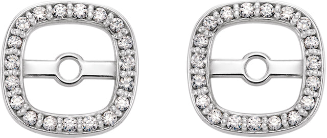 14K Gold Natural Diamond Cushion Frame Halo-Style Earring Jackets - White Gold - view 2