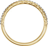 14K Gold Round Natural Diamond Rope Ring - Two-Tone - view 2