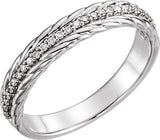 14K Gold Round Natural Diamond Rope Ring - White Gold