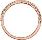 14K Gold Round Natural Diamond Rope Ring - Rose Gold - view 2