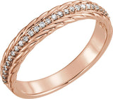 14K Gold Round Natural Diamond Rope Ring - Rose Gold