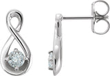 14K Gold Round Natural Diamond Infinity-Inspired Earrings – 3mm Stones - White Gold