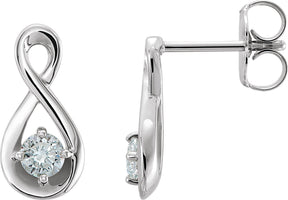 Platinum Round Natural Diamond Infinity-Inspired Earrings