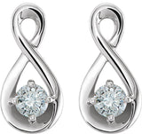 Platinum Round Natural Diamond Infinity-Inspired Earrings - view 2