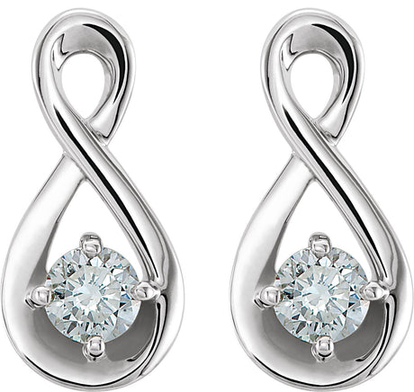 Platinum Round Natural Diamond Infinity-Inspired Earrings - view 2