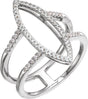 14K Gold Round Natural Diamond Geometric Ring V - White Gold