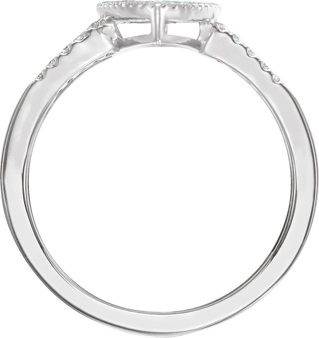 14K Gold Round Natural Diamond Geometric Ring V - White Gold - view 2