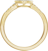 14K Gold Round Natural Diamond Geometric Ring V - Yellow Gold - view 2