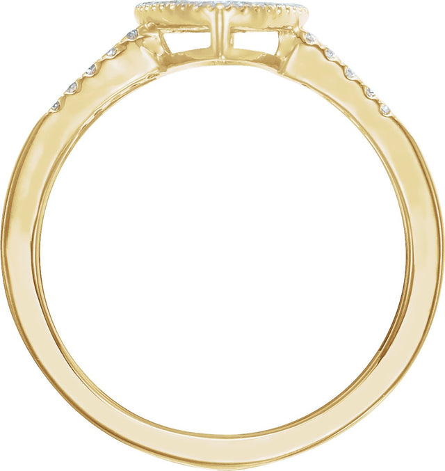 14K Gold Round Natural Diamond Geometric Ring V - Yellow Gold - view 2