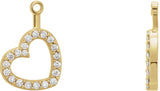 14K Gold Natural Diamond Heart Earring Jackets - Yellow Gold