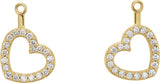 14K Gold Natural Diamond Heart Earring Jackets - Yellow Gold - view 2