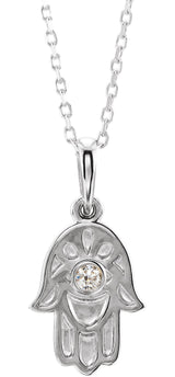 Platinum Round Natural Diamond Hamsa Necklace or Pendant