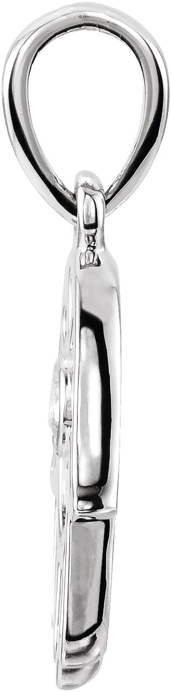 Platinum Round Natural Diamond Hamsa Necklace or Pendant - view 2