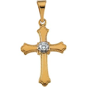 14K Gold Cross Necklace or Pendant – 15x11mm - Yellow Gold