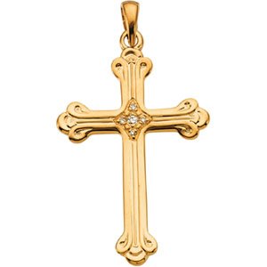 14K Gold Cross Pendant III - White Gold