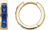 14K Gold Square Lab-Grown Blue Sapphire Channel-Set Hoop Earrings - Yellow Gold