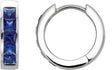 14K Gold Square Lab-Grown Blue Sapphire Channel-Set Hoop Earrings - White Gold