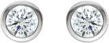Platinum Natural Diamond Round Bezel-Set Birthstone Stud Earrings - view 2