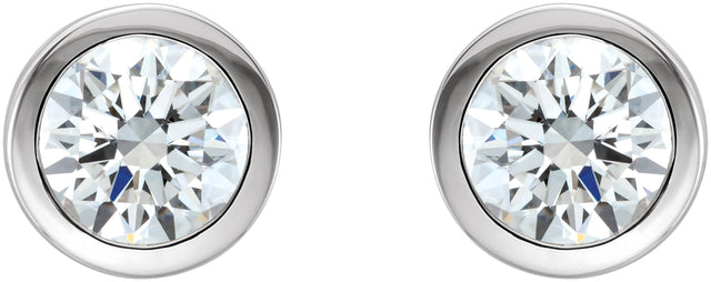 Platinum Natural Diamond Round Bezel-Set Birthstone Stud Earrings - view 2