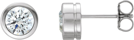 Platinum Natural Diamond Round Bezel-Set Birthstone Stud Earrings