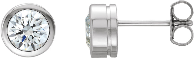 Platinum Natural Diamond Round Bezel-Set Birthstone Stud Earrings