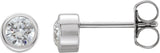 14K Gold Natural Diamond Round Bezel-Set Birthstone Stud Earrings - White Gold