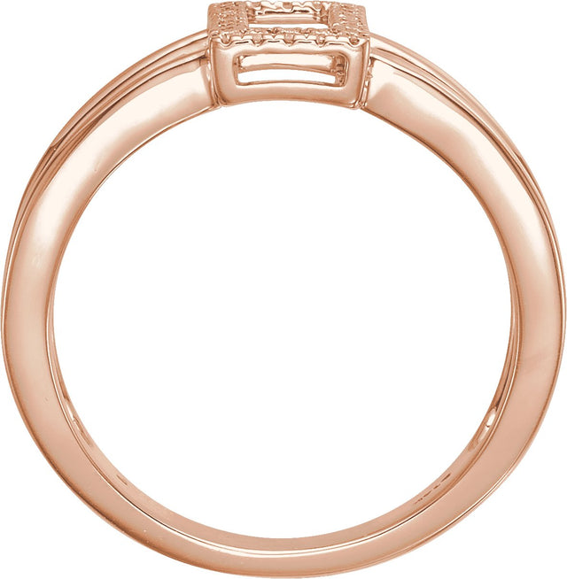 14K Gold Round Natural Diamond Geometric Ring IV - Rose Gold - view 2