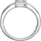 14K Gold Round Natural Diamond Geometric Ring IV - White Gold - view 2