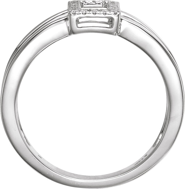 14K Gold Round Natural Diamond Geometric Ring IV - White Gold - view 2
