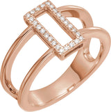 14K Gold Round Natural Diamond Geometric Ring IV - Rose Gold