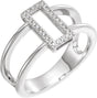 14K Gold Round Natural Diamond Geometric Ring IV - White Gold